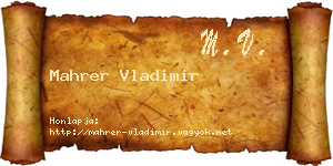 Mahrer Vladimir névjegykártya
